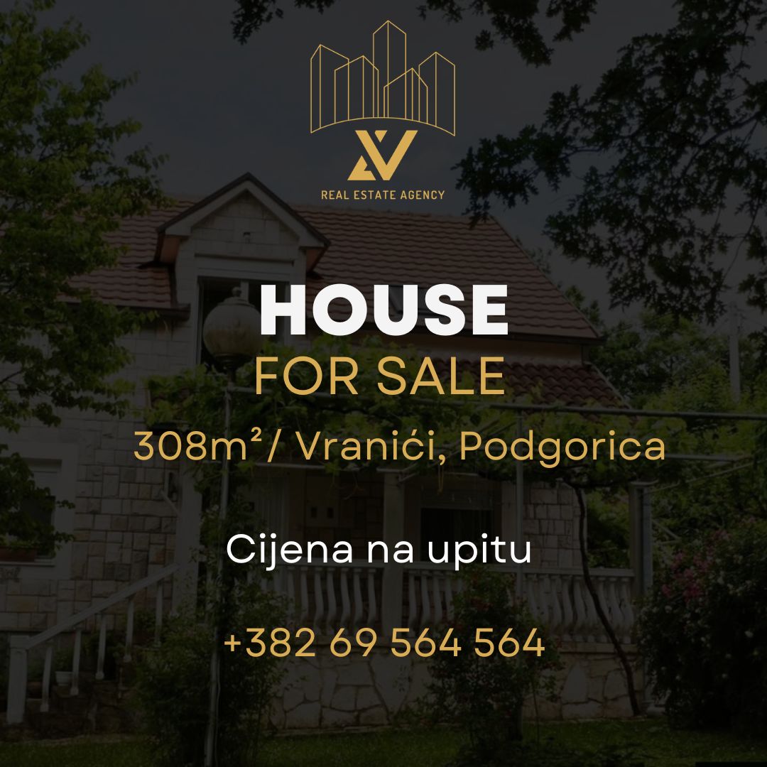 Prostrana kuća na prodaju – Podgorica (308 m², plac 1.100 m²)